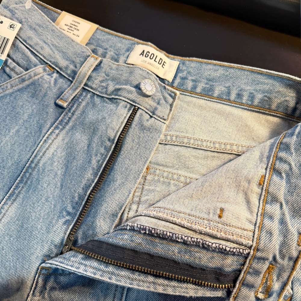 NWT AGOLDE ‘Cooper’ Cargo Jeans in “Rank” Wash Size 24 - Picture 2 of 16